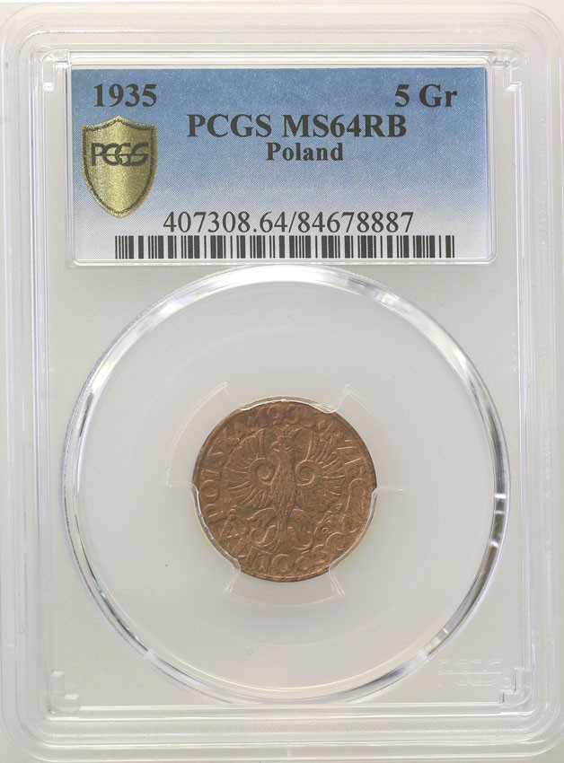 II RP. 5 groszy 1935 PCGS MS64 RB (MAX)